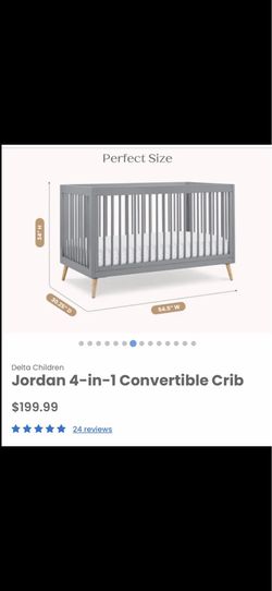 Crib/ Jordan 4in1 Convertible Crib/ baby/ toddler/ nursery/ bedroom/ kids/ bed/ furniture/ new