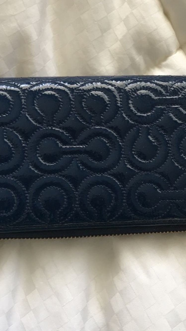 Coach Patent Blue Wallet