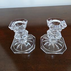 Mikasa - Pair of crystal candlestick holders from the 'Edinburgh' pattern by Mikasa