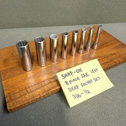 (8 piece) Snap-on Tools 1/4" Drive SAE Deep 12 Point Socket Set