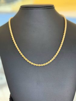 14k solid yellow gold rope 20” chain necklace  3.55mm