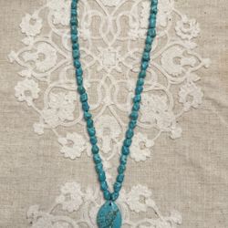 Turquoise necklace - blue dyed howlite stone