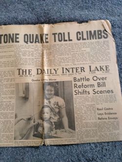 1959 Daily Inter Lake Yellowstone Quake Newspaper