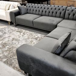 Oscar Gray/Beige/Black Huge Modern Sectional Sofa
