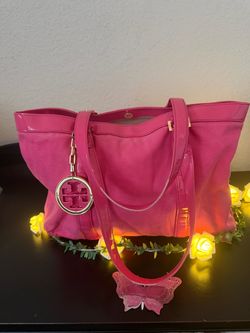 Tory Burch Pink Canvas Tote Bag
