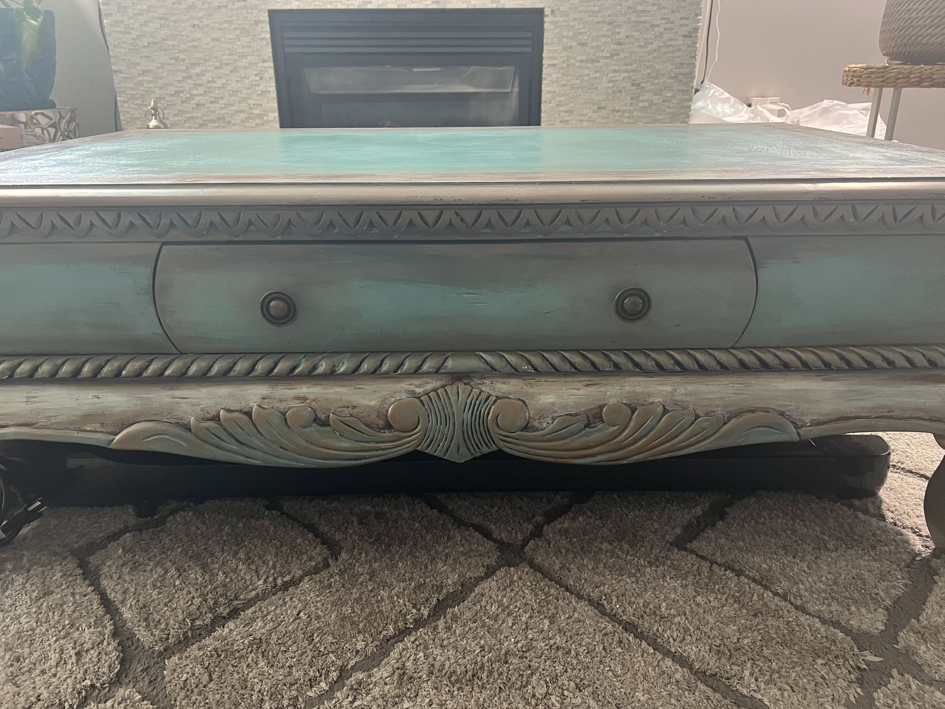 Antique Teal Coffee Table