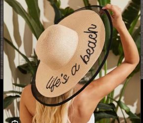 Life's a Beach Wide Brim Straw Sun Hat