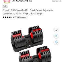 90lb Adjustable Dumbbell Pair | New With Box FitRX Dumbell