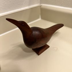 Vintage Carved Mahogany Wood Bird Sculpture