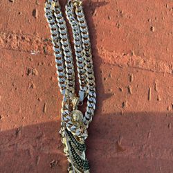 Gold Plated/laminado Chain With San Judas Pendent
