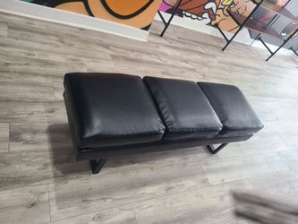 Black Faux Leather Cushioned Bench