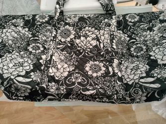 Quilted Floral Weekender And Matching Cosmetic Bag