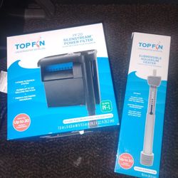 TOP FIN Pf-20 Silenstream Power Filter AND TOP FIN Submersible Aquarium Heater
