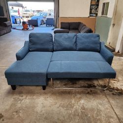 Free Delivery & Professionally Cleaned! Blue Couch Sectional Sofa Bed