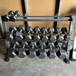 Dumbbell Rubber Weights With stand 