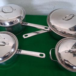 Belgique Stainless Steel Assorted 8 piece stock pots pans