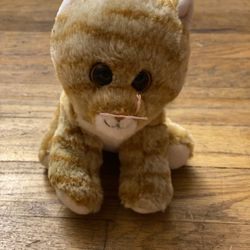 Ty Velvet Beanie Babies CLEO the Ginger Orange Tabby Cat 6" Beanbag Plush
