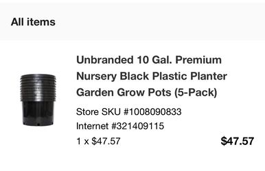 10-Gallon Nursery Pots (5 pack)