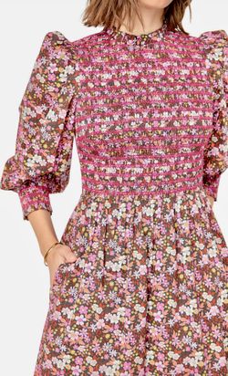 English Factory Floral Smocked Midi Dress Size XS