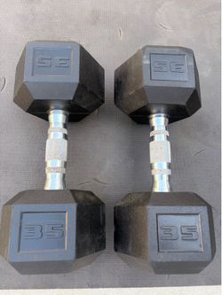 Dumbbells urethane and rubber coated asking 1 dollar per pound  except on the bit up 70s