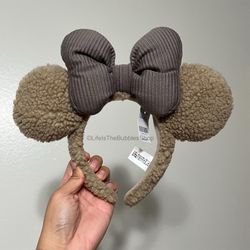 Disney - Sherpa/Fluffy Brown Bow Minnie Ears