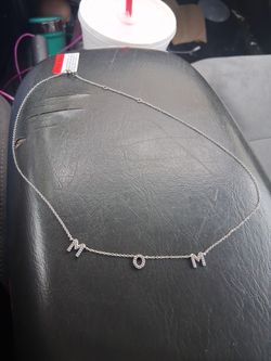 White sapphire diamonds MOM necklace