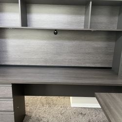 Desk W/Hutch & Filing Cabinet 