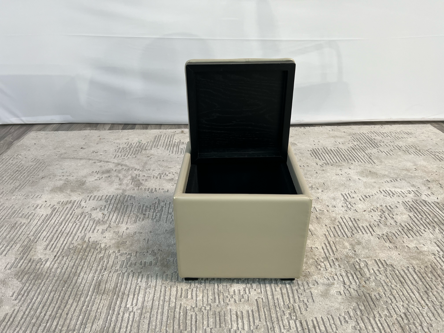 ( Delivery Available ) CB2 Beige Leather Square Storage Ottoman