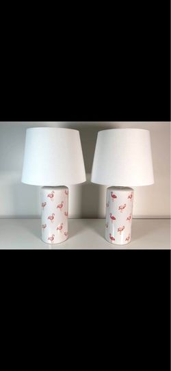 Two flamingo lamps