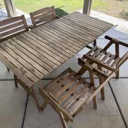 IKEA Wooden Outdoor Patio Dining Table Set With 4x Chairs Used Condition 