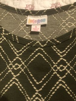 LulaRoe Carly Dress / Olive Green With Cream Color 