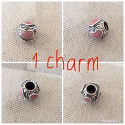 1 Pandora Pink Enamel Heart Charm