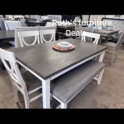 On Sale‼️ $359  No Tax Beautiful! 6-pc Dining Table Set With Bench