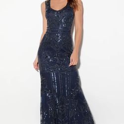 Lulus dramatic Entrance Navy Gown 