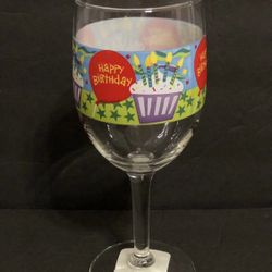 Happy Birthday Stemmed Wine Glass 10 oz