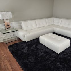 All White Leather Sectional