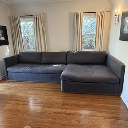 HD Buttercup Large Oversized Sectional Sofa on wood platform base in Grey