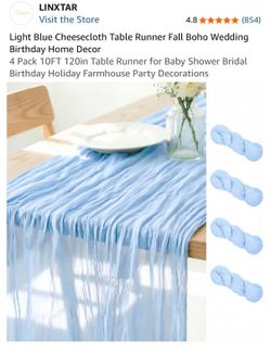 Light Blue Cheesecloth Table Runner
