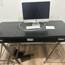 Leather Office Computer Desk With Drawers