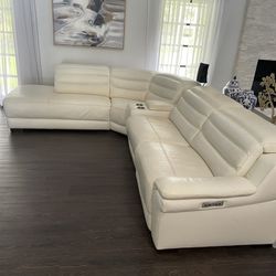 Leather Sectional With Two Power Recliners