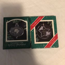 Acrylic Hallmark Ornaments 1986 Friendships Gift And 1986 Joy At Christmas. 