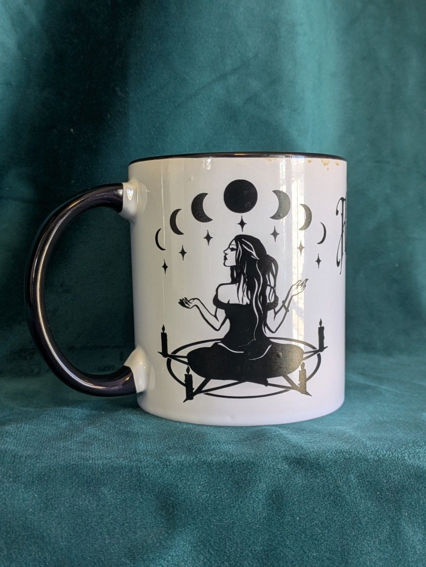 “Rituals Require Caffeine” Witchy Moon Phase Mug – 16 oz | tiHERas Lifestyle