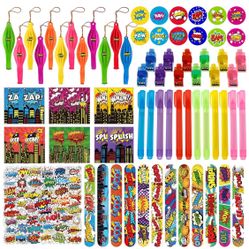 Brand: Tudona 122 Pcs Party Favors with Slap Bracelets,Punch Balloons,Stickers,Button Pin Badges,Notepads,Pen,Finger Lights for Themed Goody Bag Stuff
