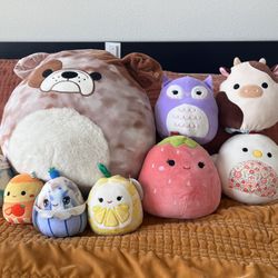 Squishmallow Bundle – Cow, Strawberry, Bulldog + More!