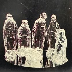 Vintage 6 Pieces Clear Glass Nativity Set Gorgeous Designs Christmas #7471