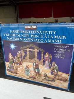 Kirkland Signature 13-Piece Hand-Painted Nativity Set – New in Original Box