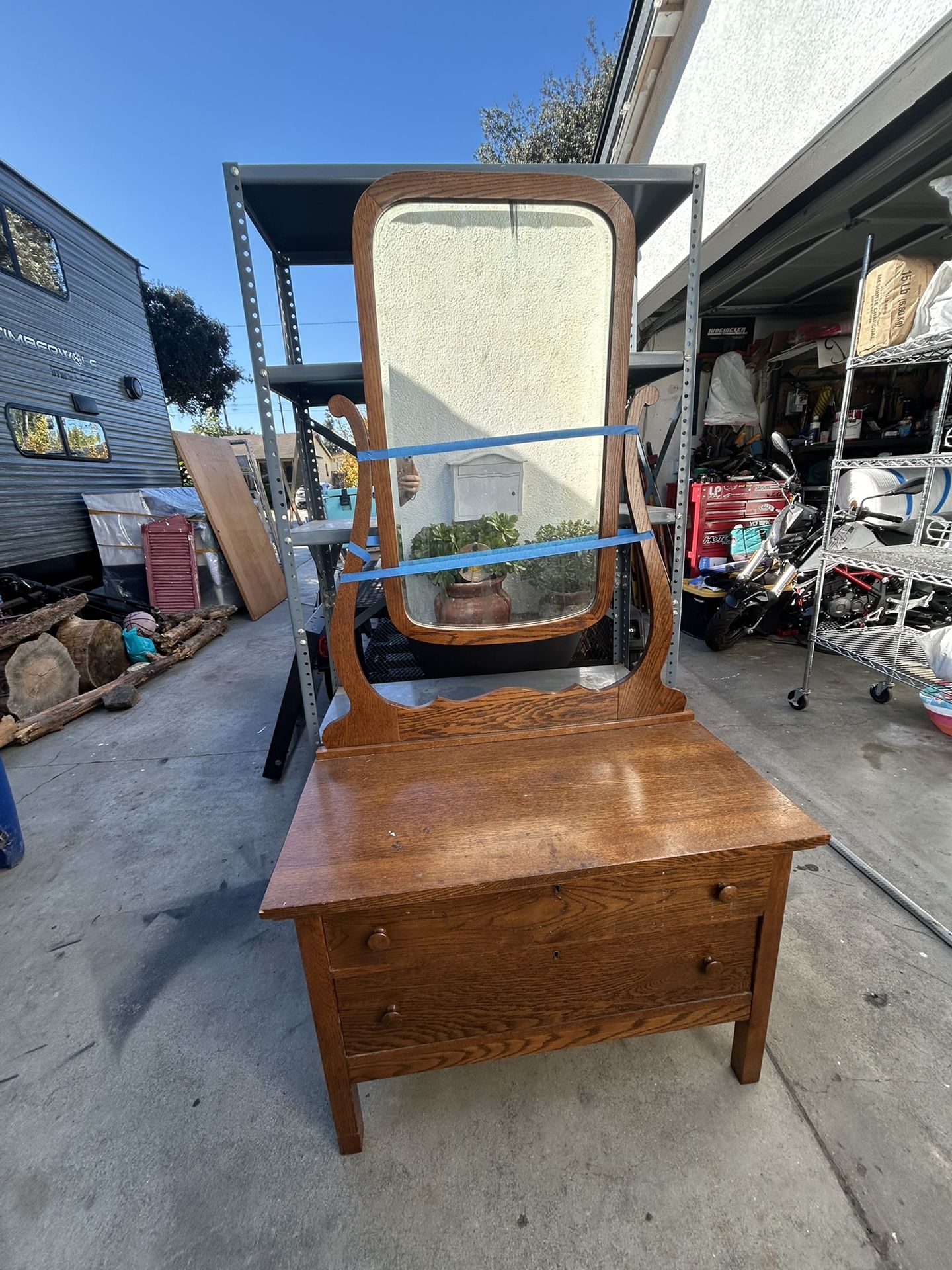 Tiger Oak Antique Vanity