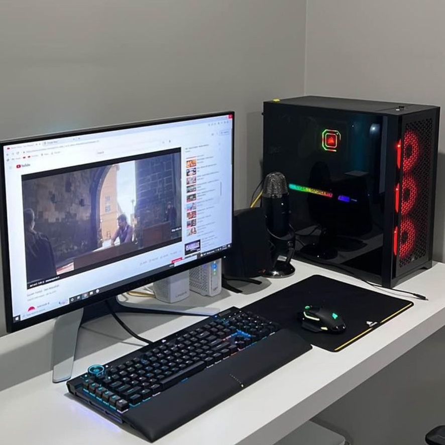 Custom Built Pc, Monitor With GEFORCE Rtx 3070 Graphics Card