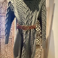 Hunter Green Cardigan Sweater Dress 
