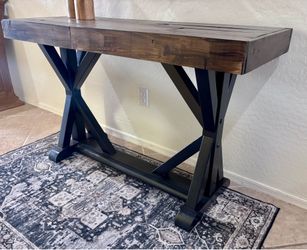 🤎 entryway accent table walnut brown black console entrance hall rustic reclaimed wood farmhouse